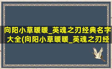 向阳小草暖暖_英魂之刃经典名字大全(向阳小草暖暖_英魂之刃经典名字大全 - 精选最优秀的英魂之刃角色名字，包括向阳小草暖暖等热门角色名字推荐！)